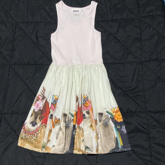 Molo Girls Cassandra Party Animals Dress Ribbed Long Sleeve 7-8 Years Old - Picture 12 of 12